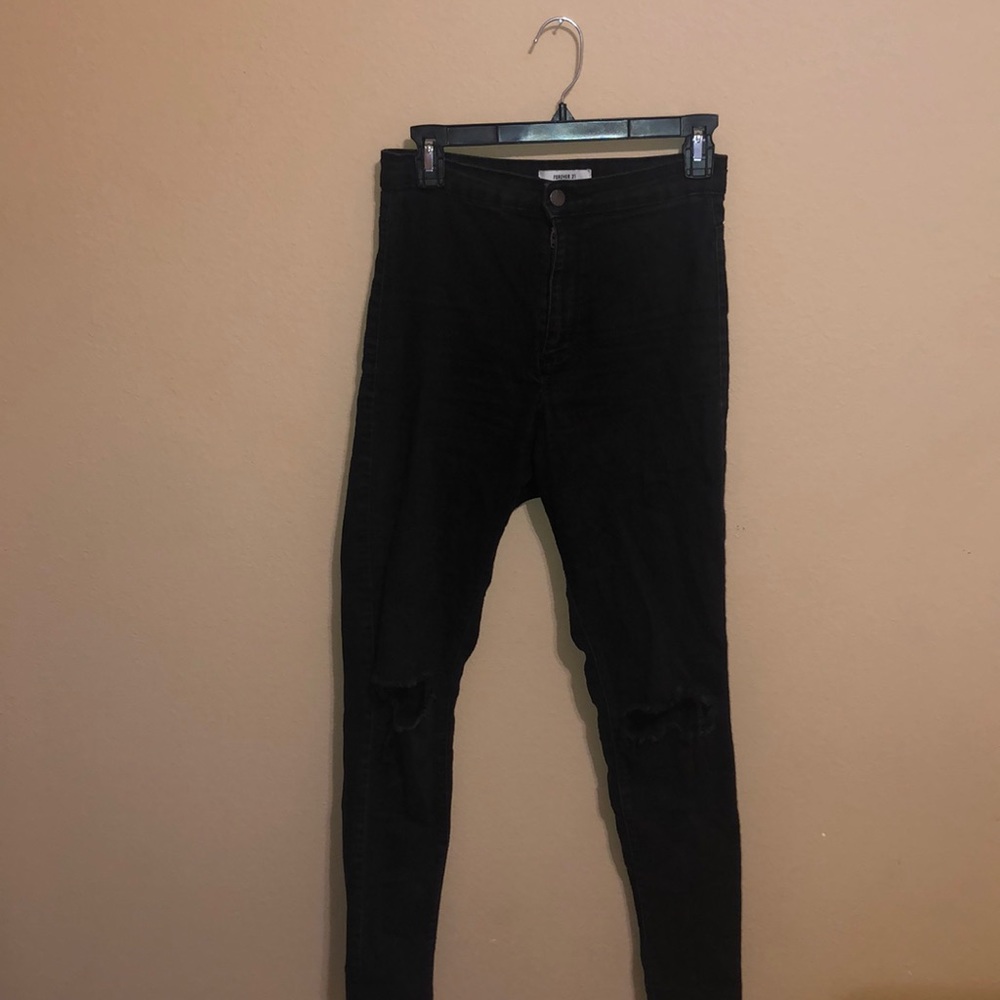 High waisted black jeans